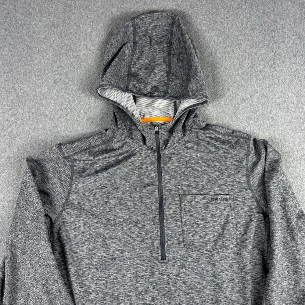 Orvis Mens Hooded 1/4 Zip Pullover Large Pro Sun Performance Stretch Fishing